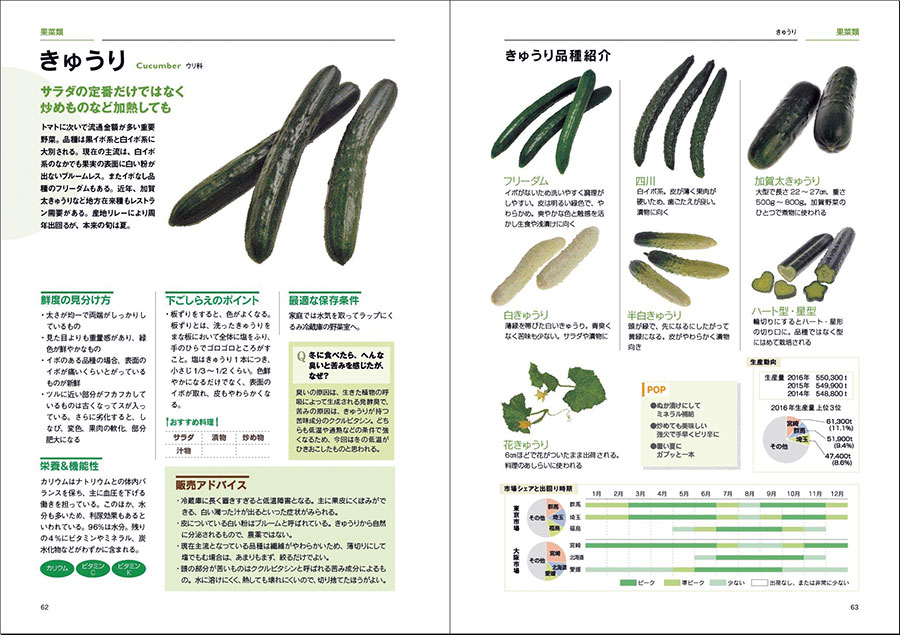 改訂10版「野菜と果物の品目ガイド」ページ見本